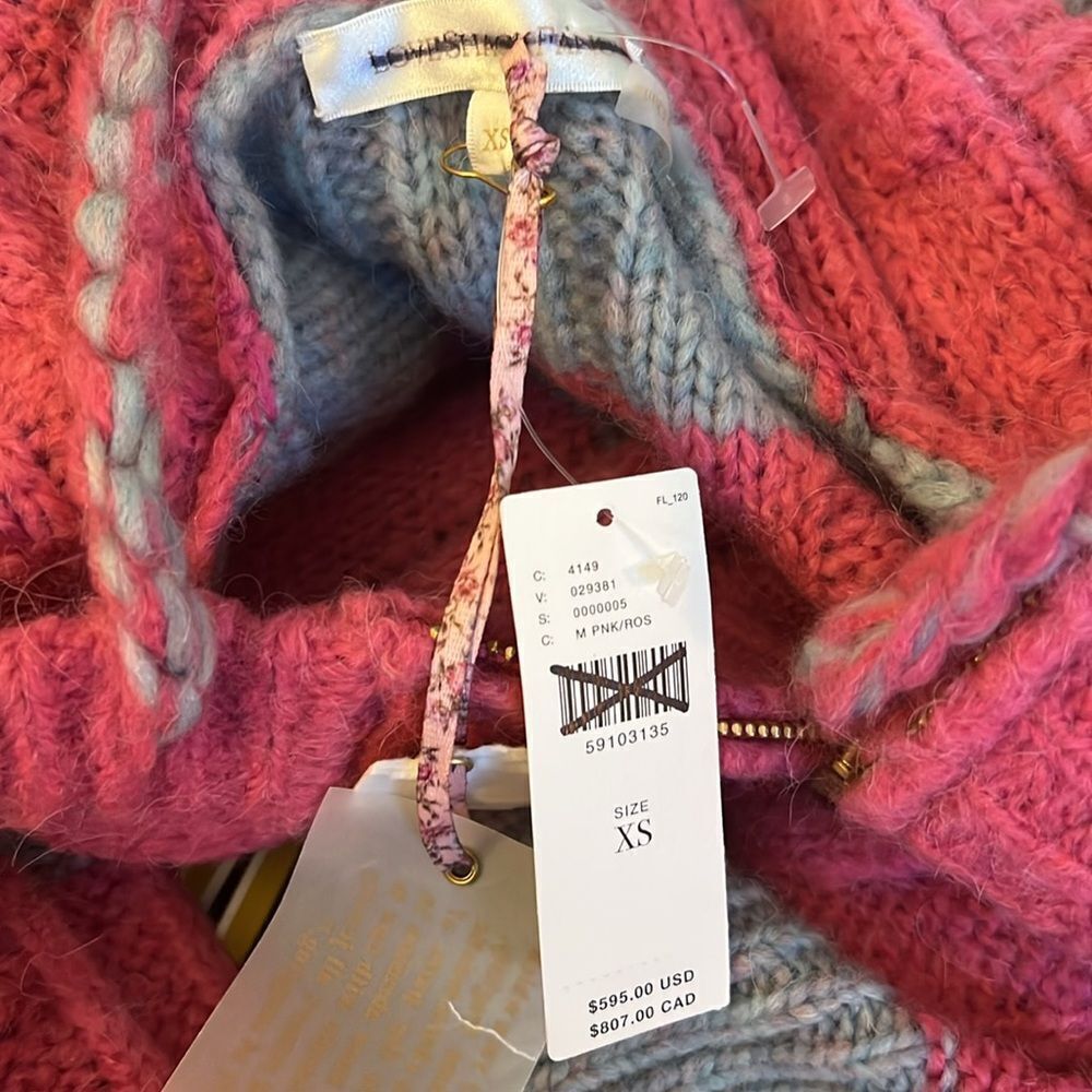 LoveShackFancy Pink and Gray Cardigan Sweater - Picture 7 of 14